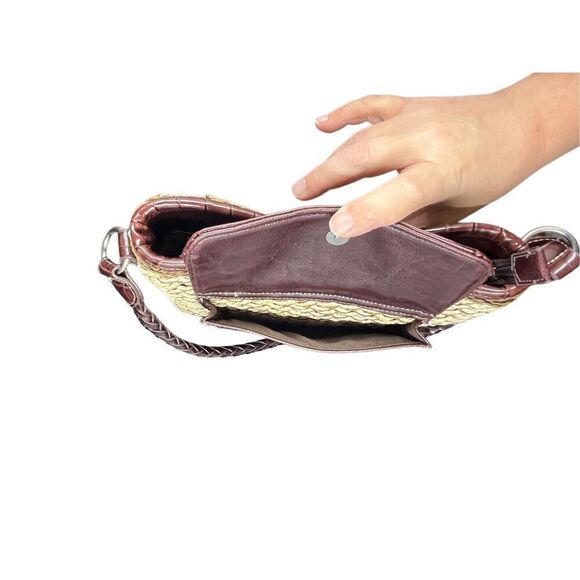 Marlo tan brown leather woven vintage purse - Picture 5 of 8